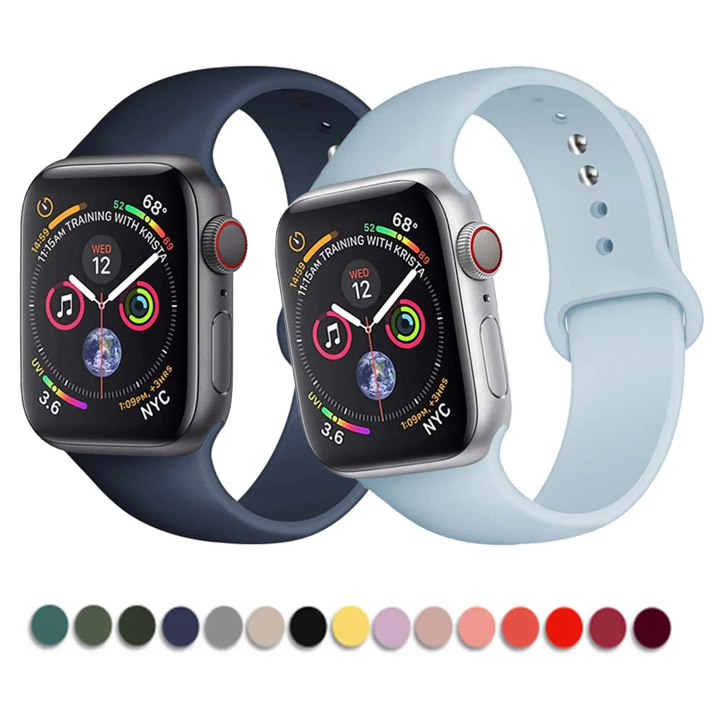 Correa de silicona para Apple Watch band 45mm 44mm 41mm 42mm 40mm 49mm 38mm pulsera iWatch serie 9 8 5 4 3 8 6 SE 7 Ultra 2