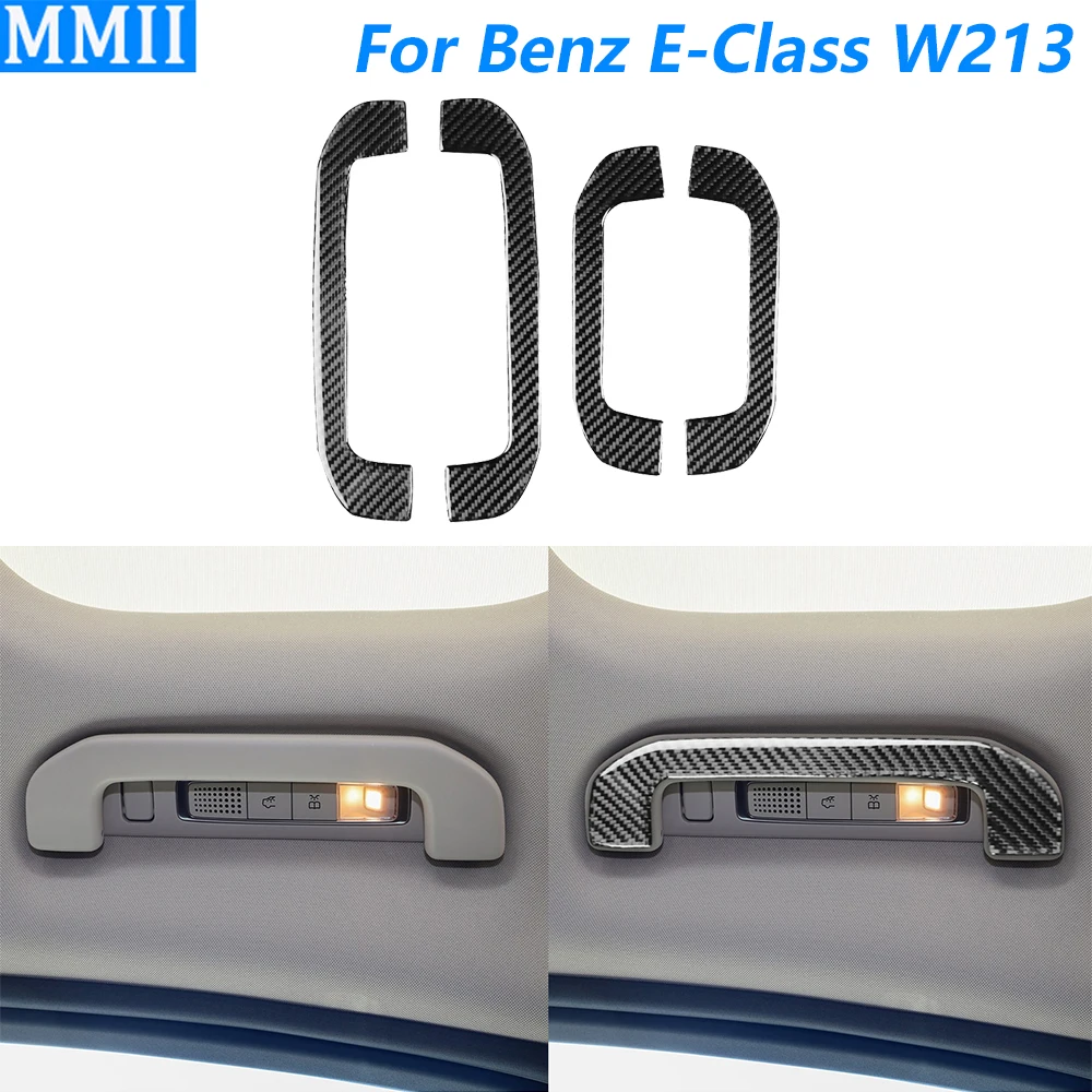 

For Mercedes-Benz E-Class W213 2016-2022 Carbon Fiber Roof Handle Panel Trim Cover Car Accessories Interior Decoration Sticker