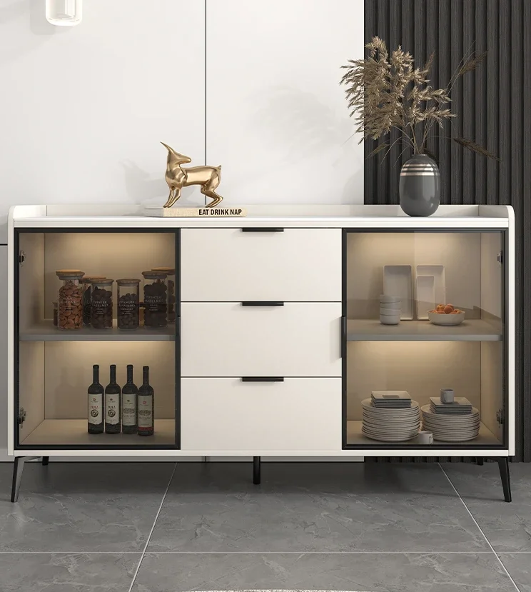 Dinner Side Cabinet, Light Luxury Wine Integrated, Wall Facing Tea, Water, Rock Panel Storage Cabinet, Multifunctional