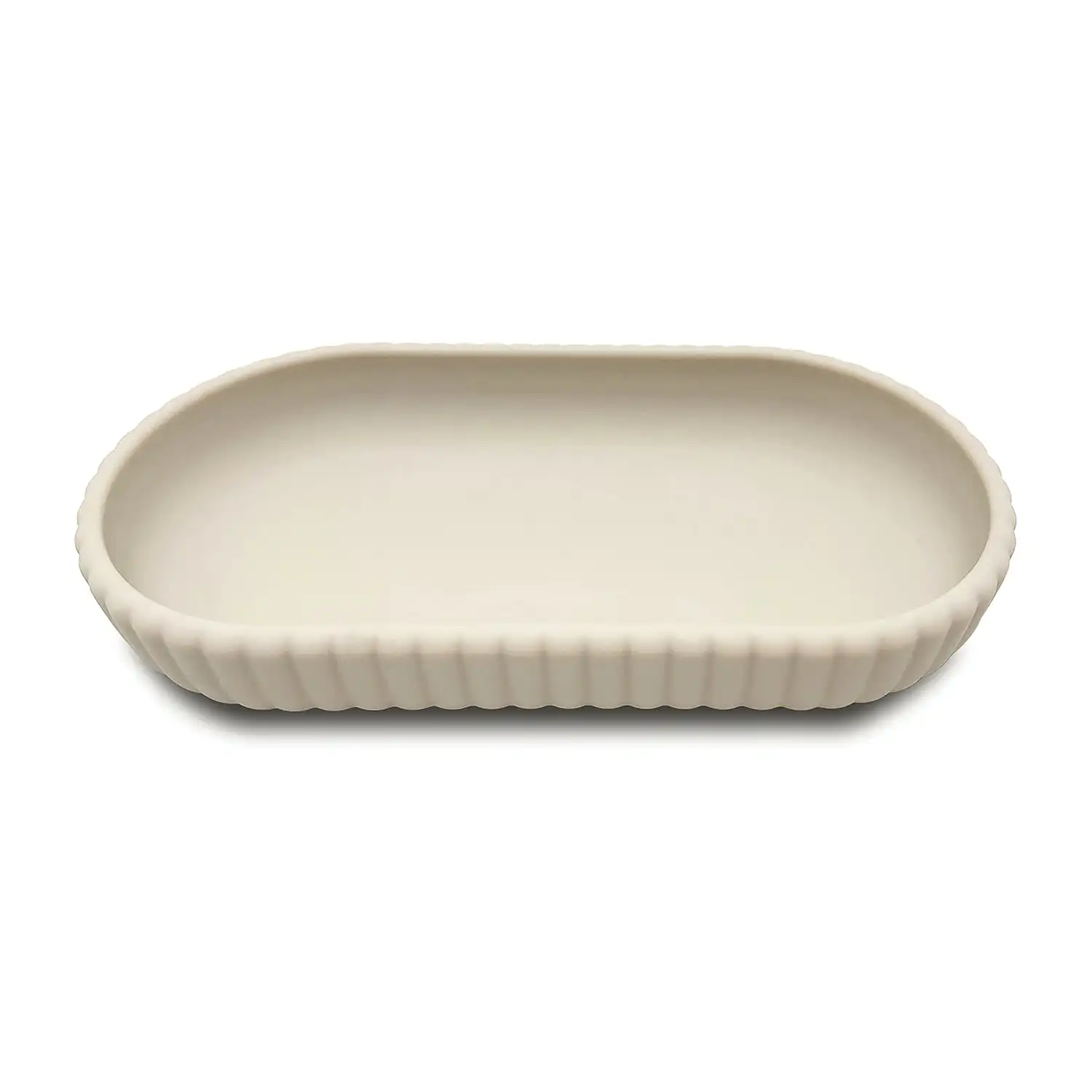 Rubberized Plastic Ribbed Accessory Tray, Beige