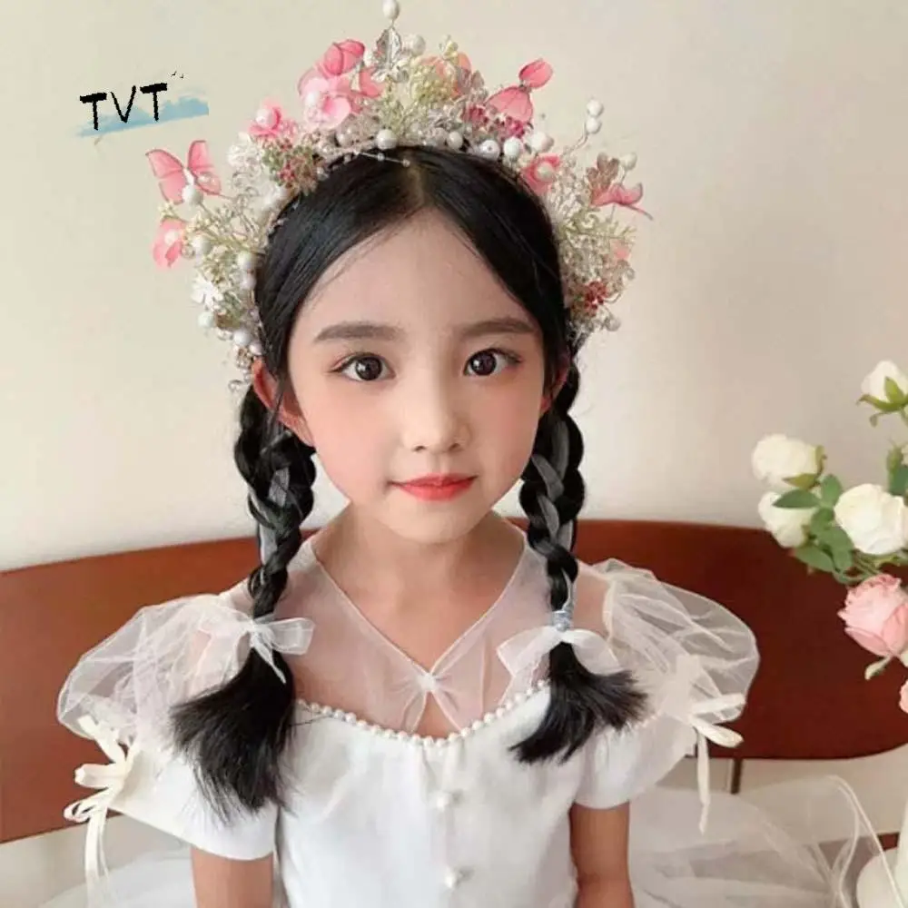 

Bohemia Style Butterfly Fairy Hair Hoop Simulation Flower Silk Ribbon Girls Garland Adjustable Hair Ornaments Flower Headdress