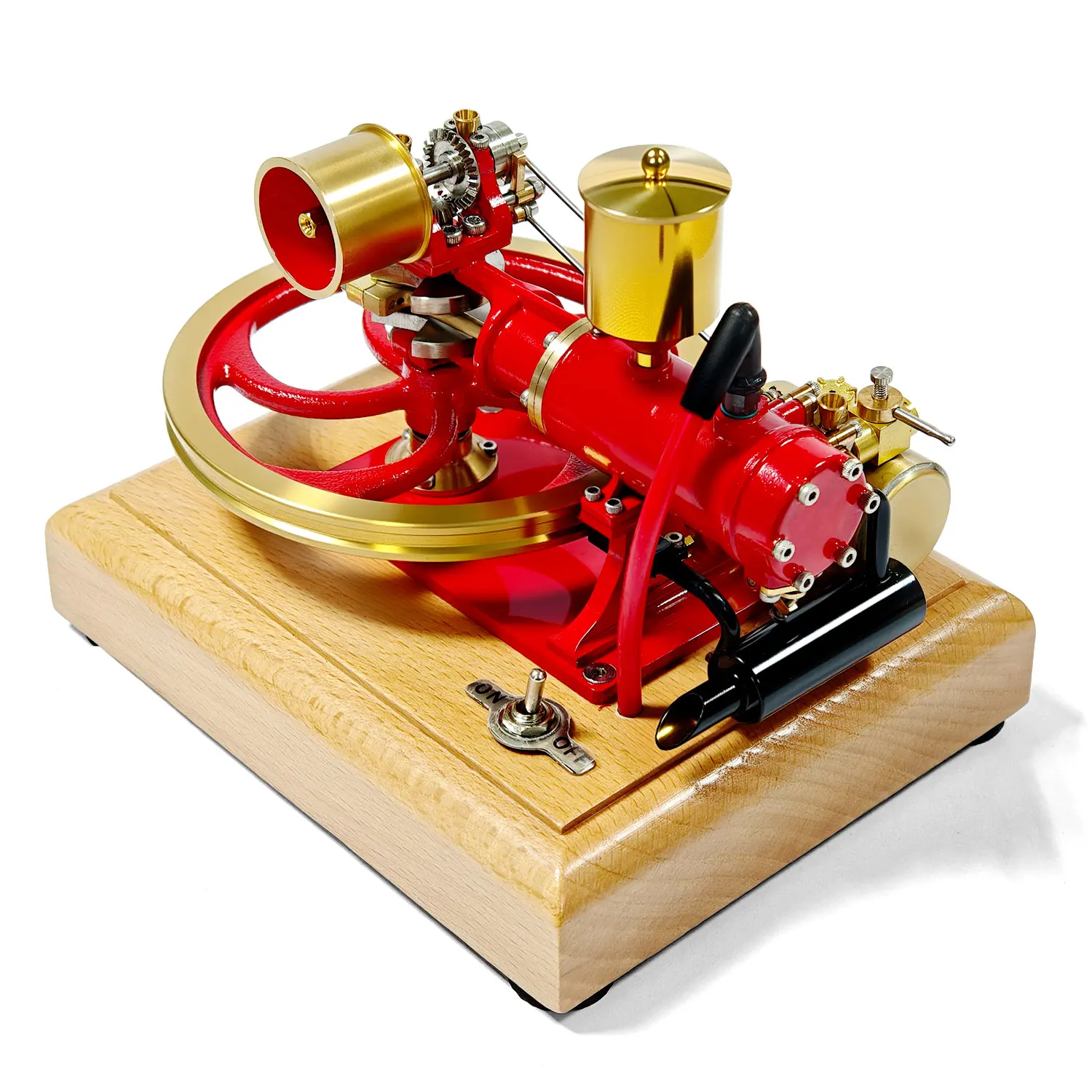 B-M DIY R18 Horizontal Single Cylinder Four Stroke 3-Wheel Internal Combustion Engine Model Metal Base Toy Adult Gift Collection