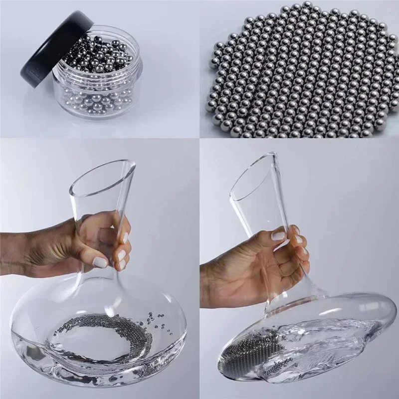 Wine Decanter Cleaning Ball 4mm/200pcs Stainless Steel Glass Bottle Clean Pellets Bead Decanter Cup Brushing Bar Accessories