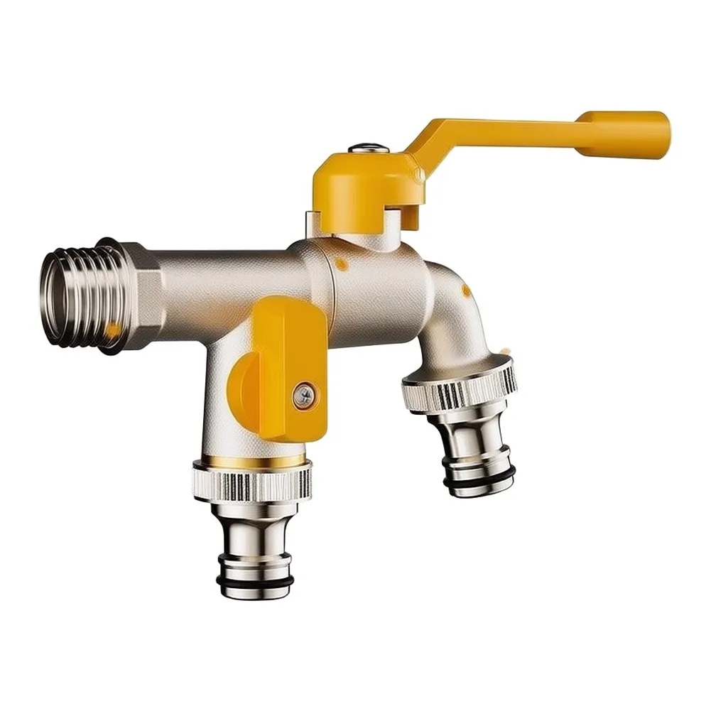 Outdoor Brass Faucet Constructed from Pure Copper Freeze-Resistant and Equipped with Two Independent Water Ports