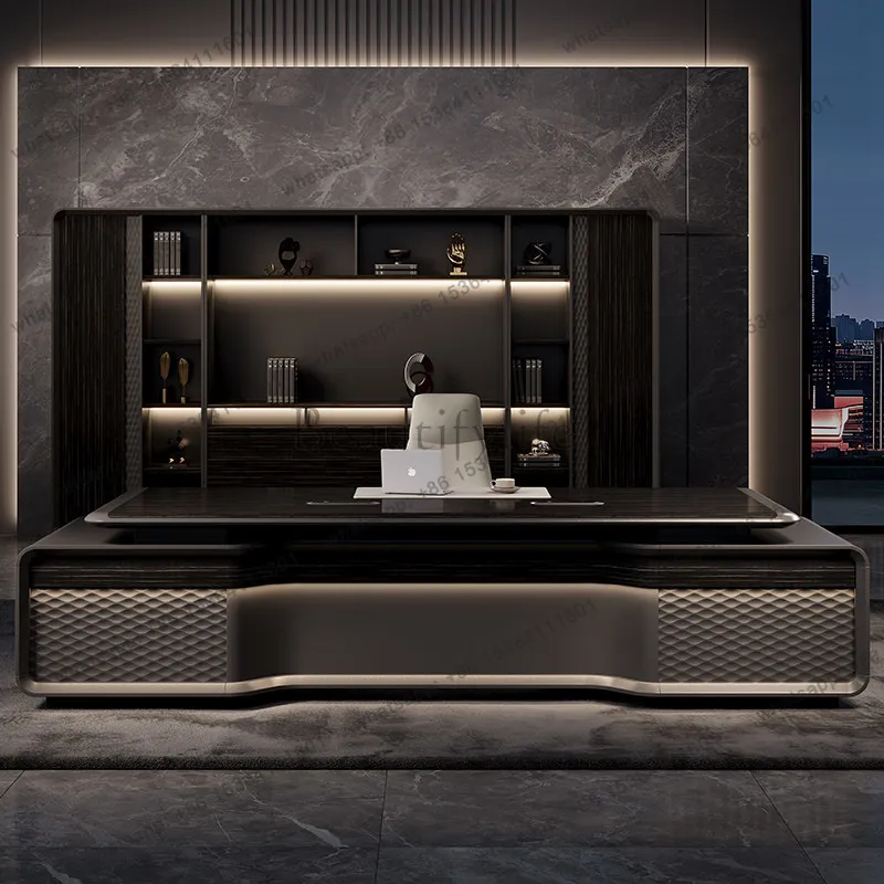 FG Aesthetic Display Office Desk Wooden Luxury Modern Storage Reception Office Desk Drawer Decoration Scrivania Trendy Furniture