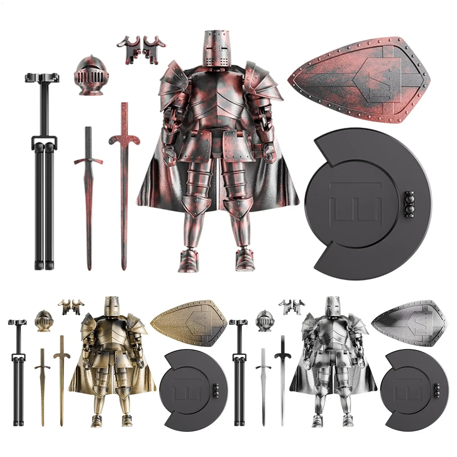 

Medieval Knight Action Figure Full Body Robot Medieval Knight Figure Flexible Statue Movable Figurine with 360 Degree Rotating