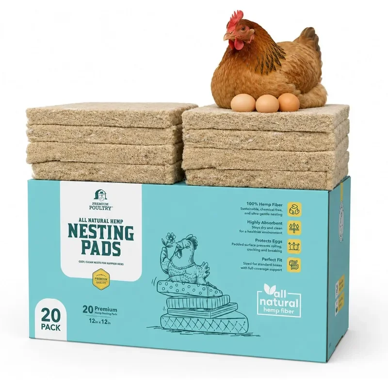 20 Pack Hemp Nesting Pads for Chickens Nesting Box Liners Made in USA