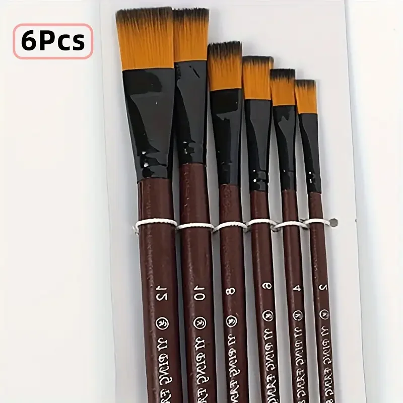 6-teiliges Nylon-Künstlerpinsel-Set – professionelles Set für Acryl-, Öl- und Aquarellmalerei, Kunstmalzubehör – Detail 2