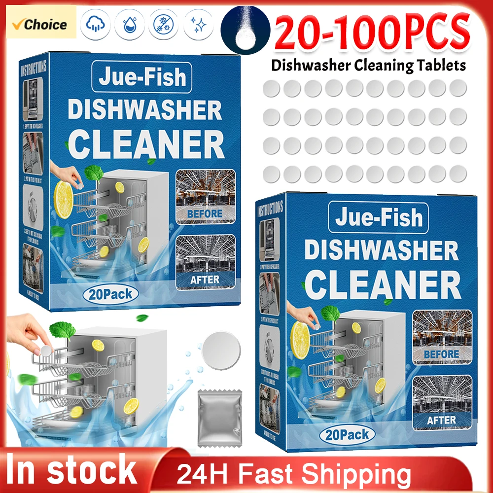 20-100pcs Dishwasher Cleaner Strong Oil Stain Removal Descaling Detergent Removes Limescale Odor Kitchen Cleaning Tools
