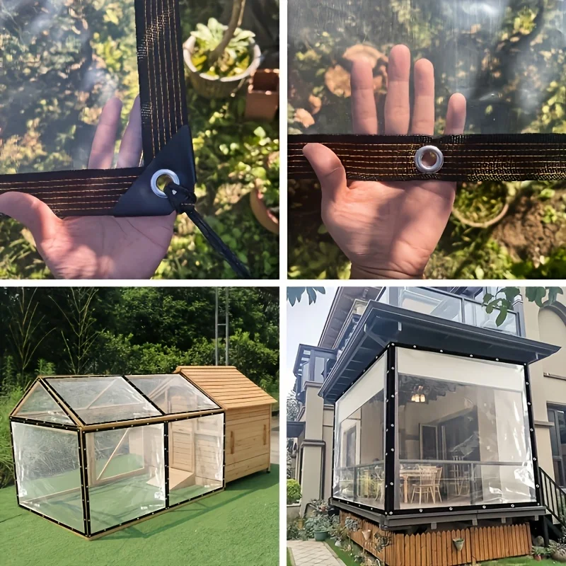 【High Transparent 20 Mil Pvc Rainproof Tarpaulin】Heavy-Duty Thick Canvas with Metal Grommets and Reinforced Edge Sealing Rings, Tear-Resistant and Long-Lasting Suitable for Flower Protection, Courtyard Windows, Indoor Dust Prevention, Garden Rain Shelters.