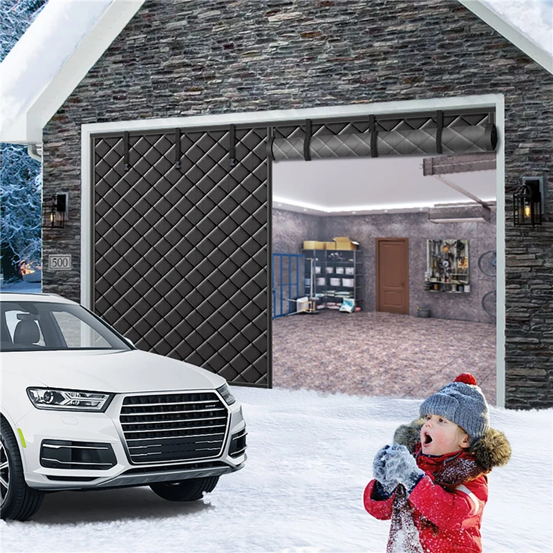 8x7FT(254x218cm) Garage Door Curtain Thickened Oxford Cloth Cold-Proof Warm Windproof Magnetic Heat Insulation Door Curtain