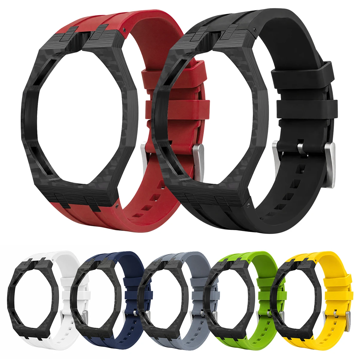 Etui-en-fibre-de-carbone-bracelet-en-fluororubber-pour-kit-de-modification-integre-de-montre-de-poche-swatch-x-ap-royal-pop-pour-la-transformation-en-montre-bracelet