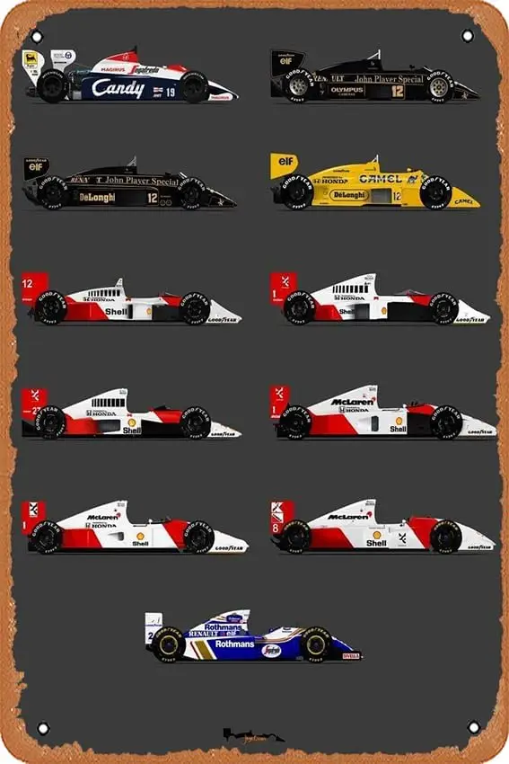 Muecddoa Letrero de metal con aspecto vintage - Ayrton Senna Senna Todos los coches - Letrero de chapa.