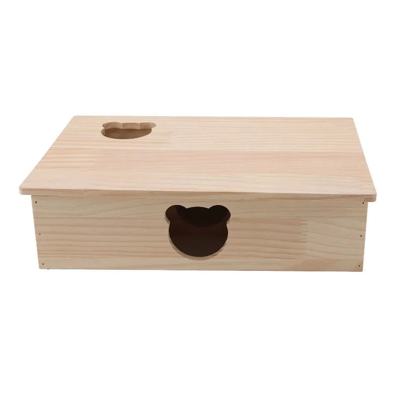 Hamster House Log Movable Roof Stable 6 Bedrooms Pet Hideout House for Hamsters Chinchillas Golden Bears Sleeping and Moving