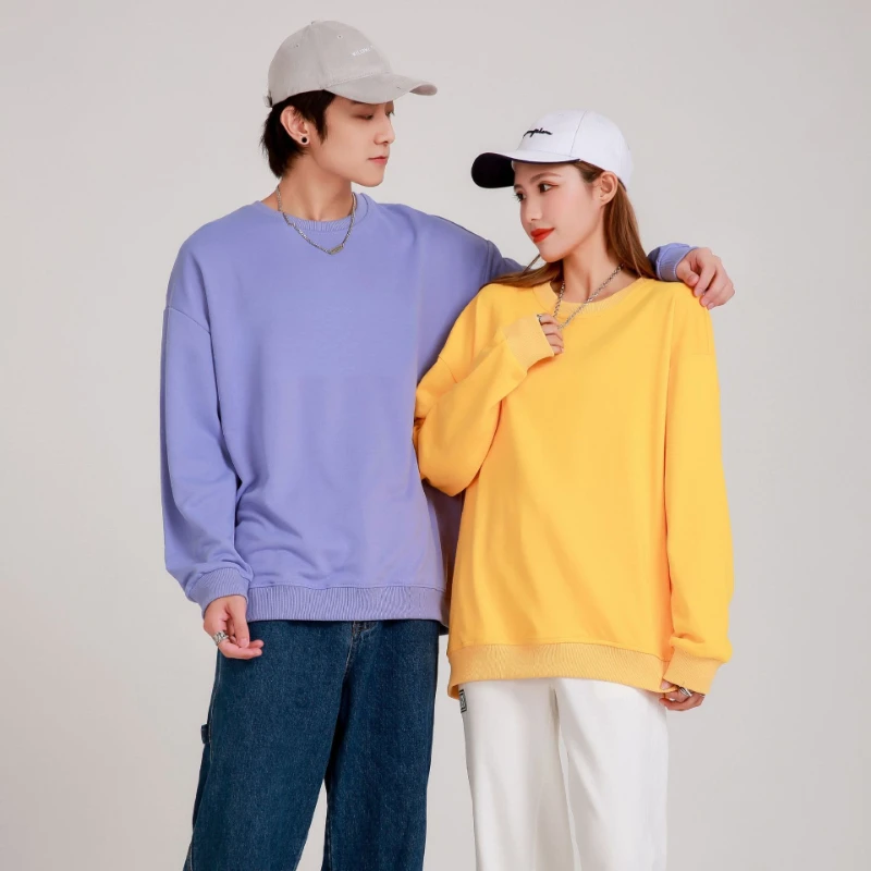 

MRMT 2024 Brand New 260g Round Neck Pullover Off Shoulder Imitation Cotton Sweater Solid Colo Clothes For Men And Women