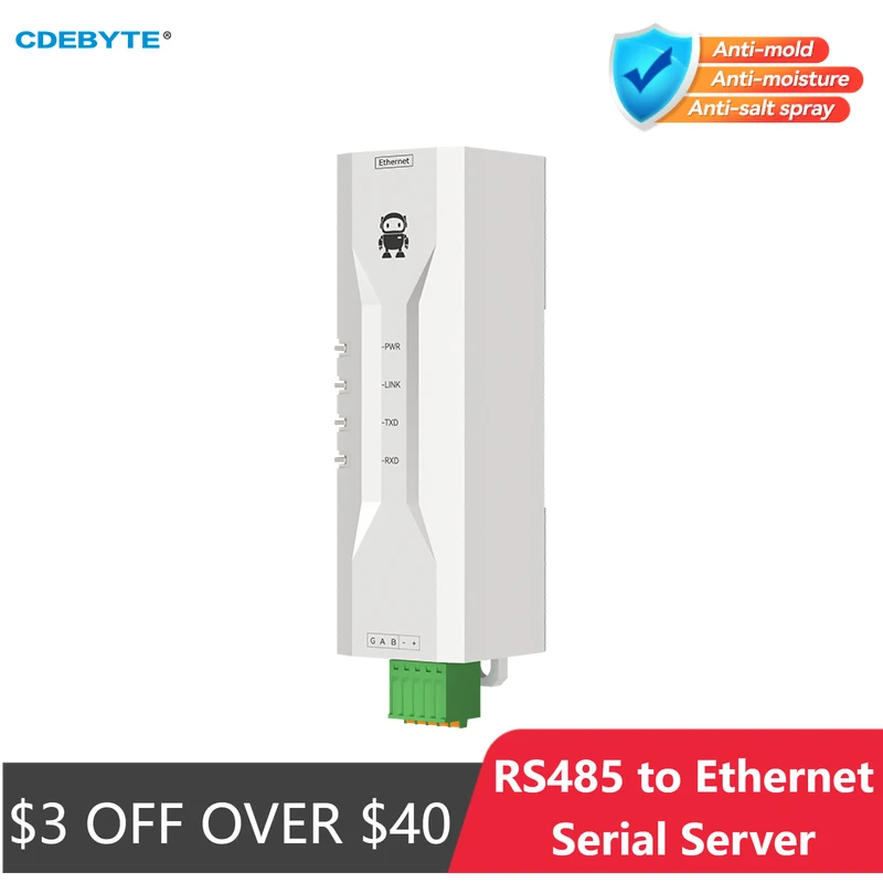 RS485 to Ethernet Serial Server CDEBYTE NA111-M DC 8~28V RS485 RJ45 TCP/UDP MQTT Small Size Modbus Industrial Grade AT Command