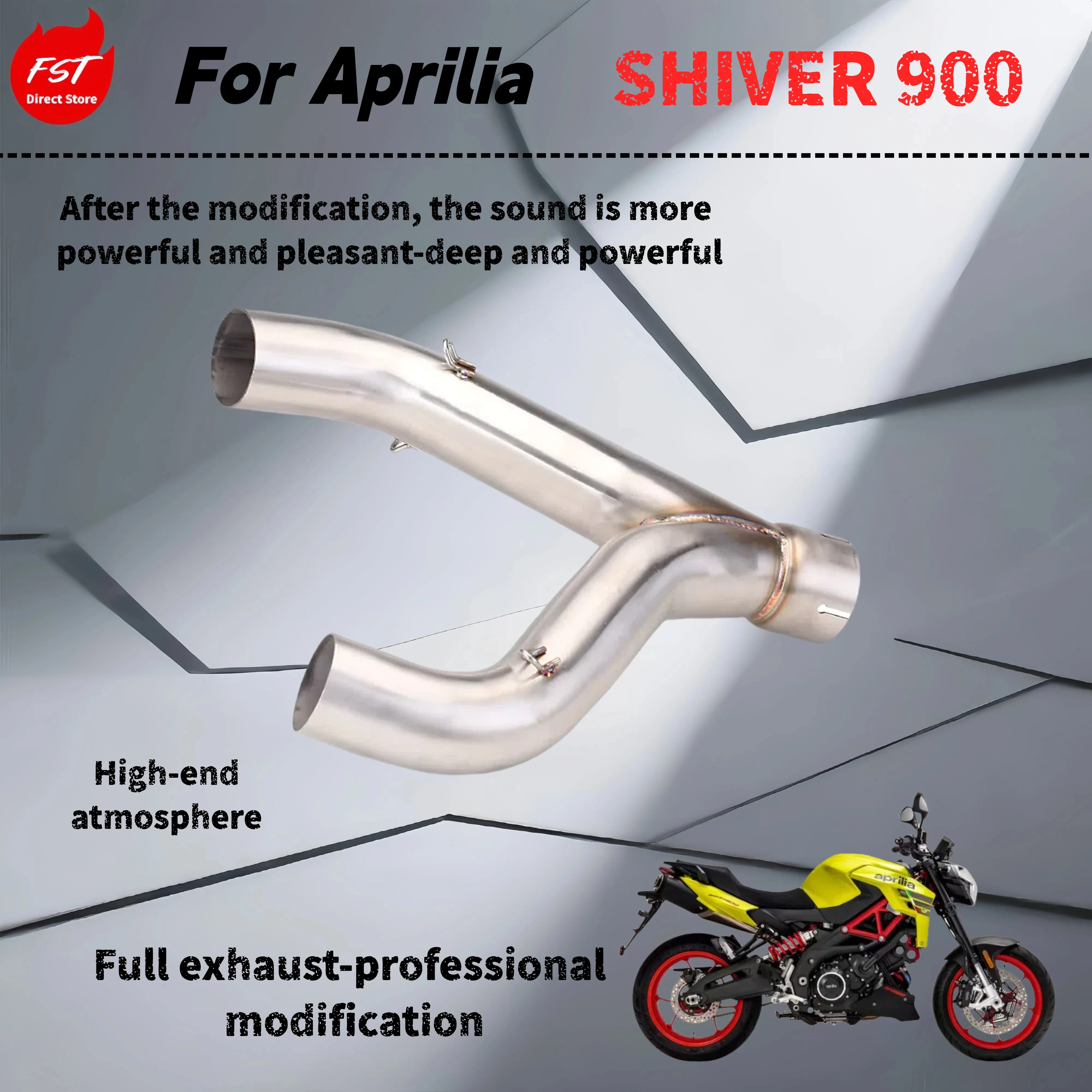 

For Aprilia SHIVER 900-Modified mid-section exhaust pipe-the sound is deep, rich and powerful