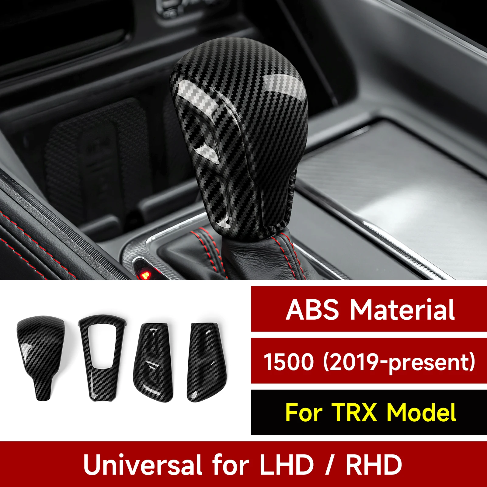For Dodge RAM 1500 TRX 2019-2026 Car Center Gear Shift Knob Cover Carbon Fiber Interior Sticker ABS Trim Accessories view 6