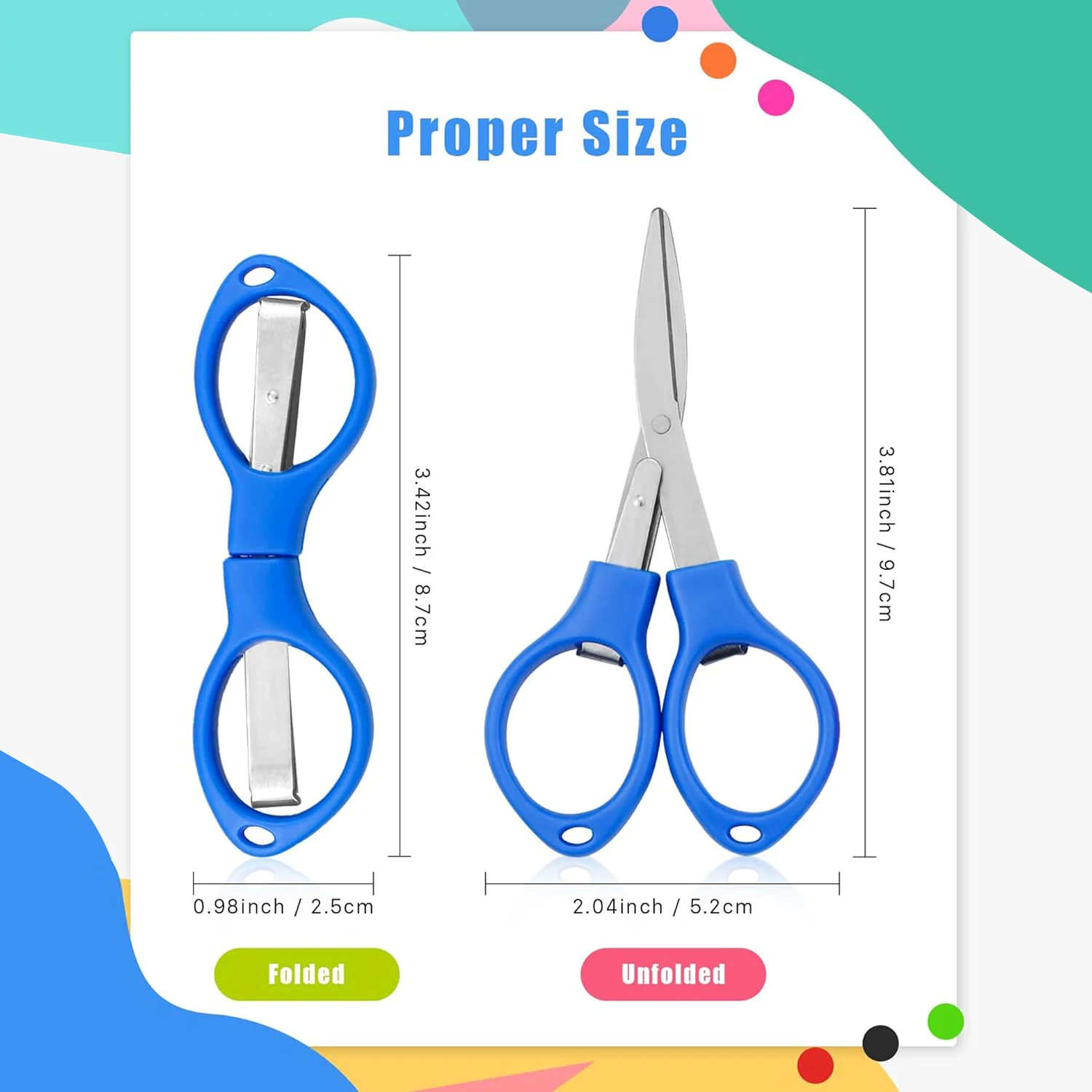 12Pcs Simple Portable FoldingScissors Solid Color Glasses Shape Paper Cutters Students Handmade DIY Tools School Office Supplies