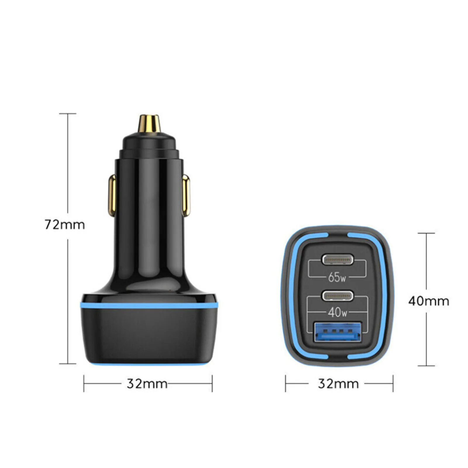 Imagem -04 - Carregador de Carro Carga Rápida Usb tipo c pd 65w Adaptador de Carregador Super Rápido para Iphone 13 12 Laptop Auto Acessórios Novo 105w