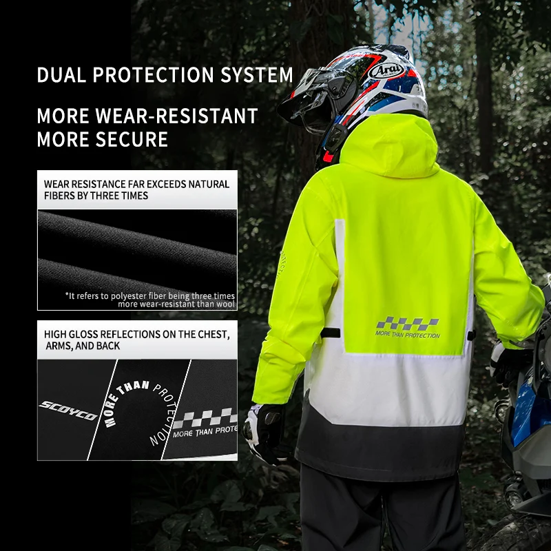 SCOYCO-chubasquero para motocicleta, chaqueta de prevención de lluvia, pantalones, impermeable dividido para motocicleta, impermeable para acampar, senderismo, pesca