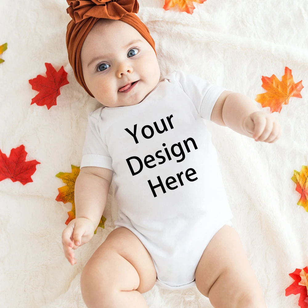 Personalised Baby Romper Custom Photo Name Infant Bodysuit Short Sleeve Crew Neck Jumpsuit Commemorative Gifts To Babys