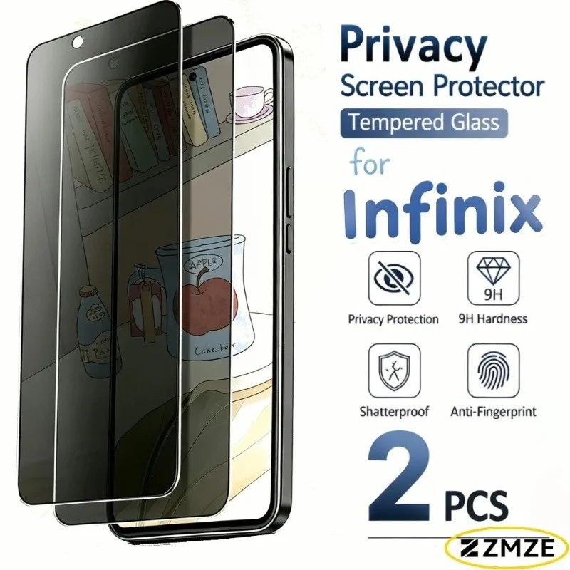 2Pcs Privacy Tempered Glass For infinix Note 60 50 30 10 Pro 60 Ultra 50X 40X 30 VIP 30i 10 Pro NFC 50 4G Anti Fingerprint Guard