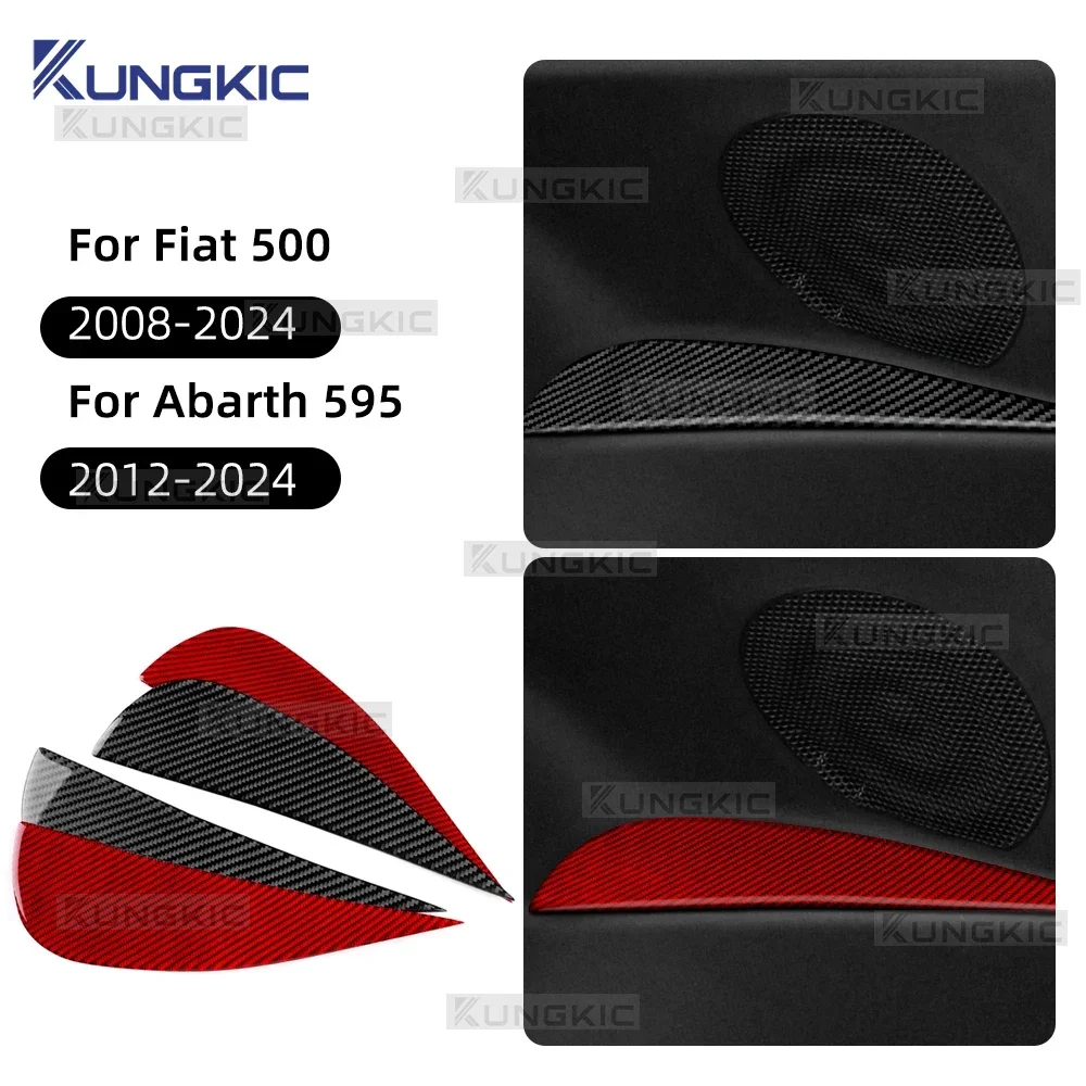 For Fiat 500 2008-2024 For Abarth 595/695 2012-2021 2022 2023 2024 LHD RHD Car Rear Armrest Trim Real Soft Carbon Fiber Sticker 2