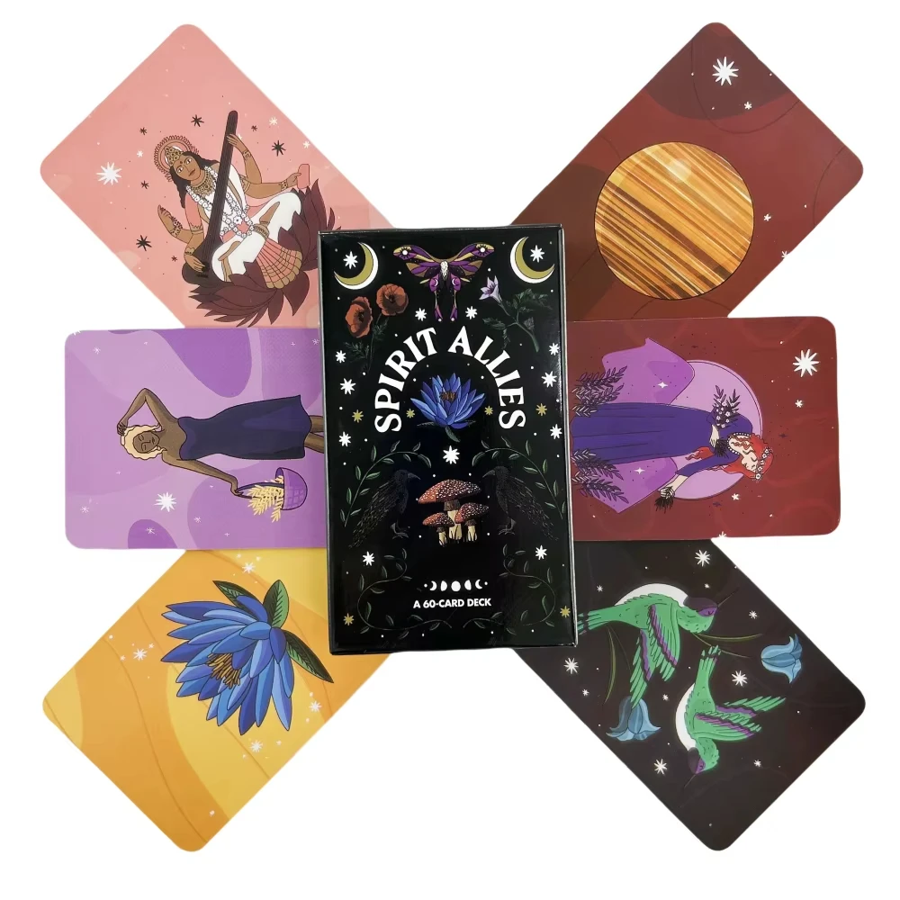 Spirit Allies Oracle Deck من Jill Pyle Spirit Guide نبات Oracle Goddess باللون الأسود والفضي #5