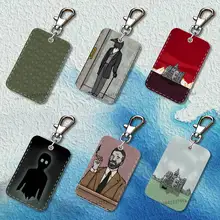 Game Rusty L-Lake Rectangle Access Card Case Leather Card Holder Keychain Key Ring Transportation Card Case