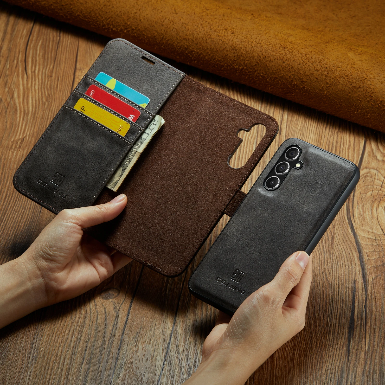 DG.Ming For Samsung A55 A35 A15/S7 S8 S9 S10 Plus 2-Folding Magnetic Wallet Phone Case for Galaxy Note 8 9 10 Plus S25 S25 Ultra