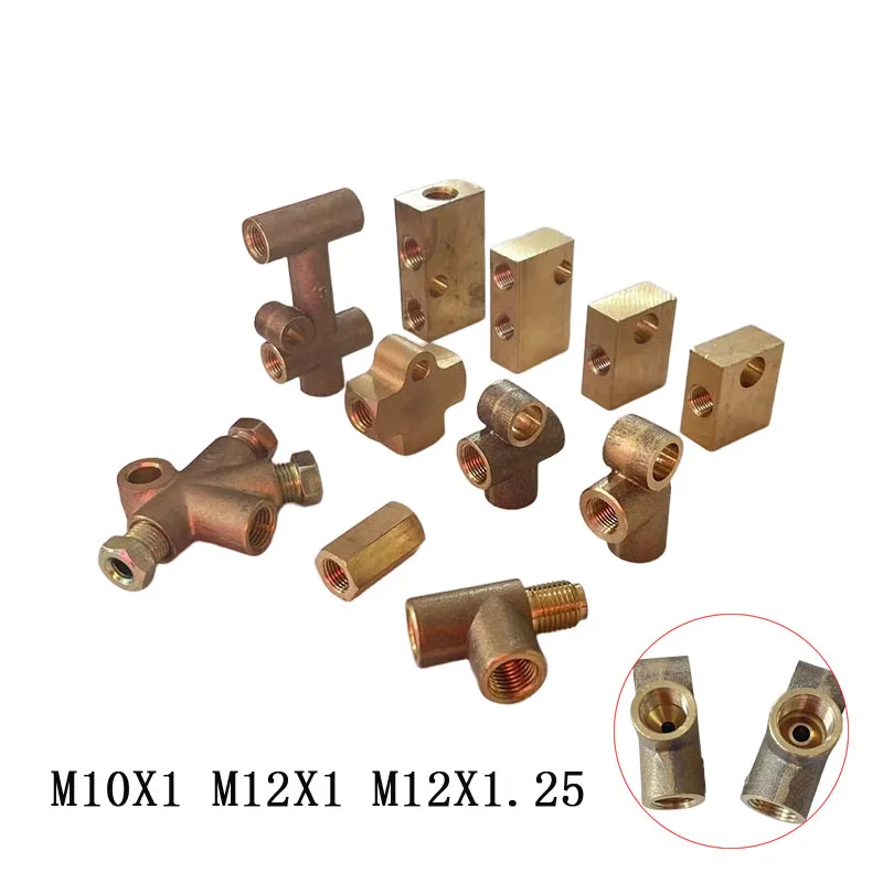 Copper 3 4 5 Way T Piece Brake Pipe Connector AN3-3AN Male For Car Brake Hoses Car Accessories M10X1 M12X1 Adapter Flare Fitting