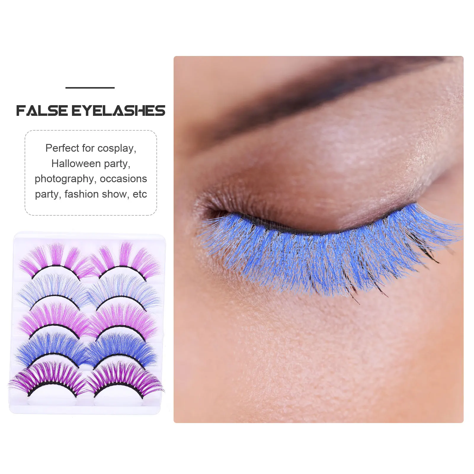 

5 Pairs Colored False Eyelashes Fake Thick Volume Simple Makeup Imitation Extension Supplies Long Lasting Dense lashes