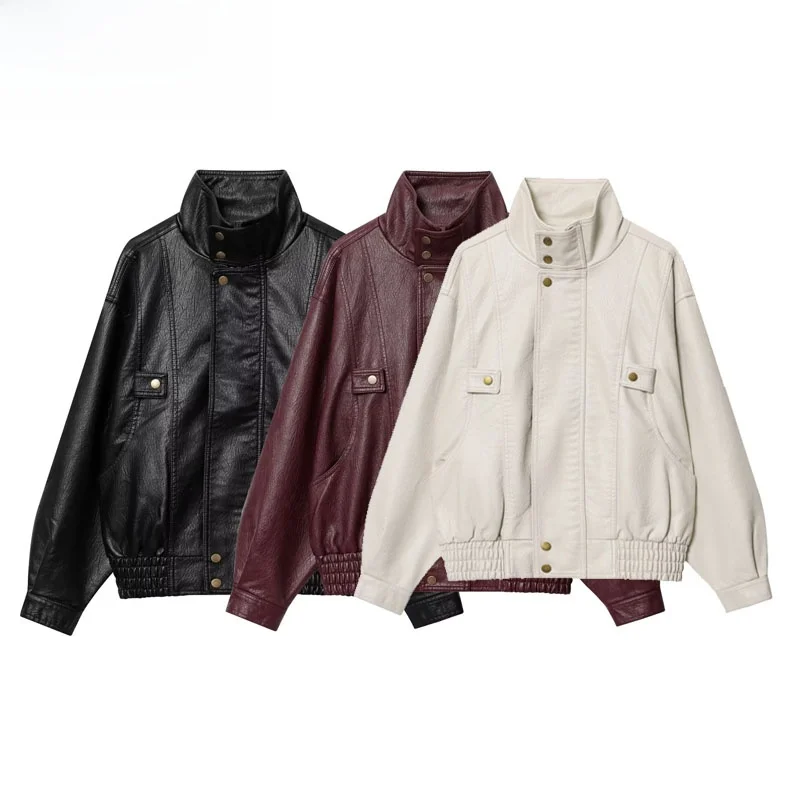 Faionable Long PU Leather Waed Jaet Women's Autumn Winter New Arrival Versatile Zinc Alloy Spring Summer Warm Outerwear