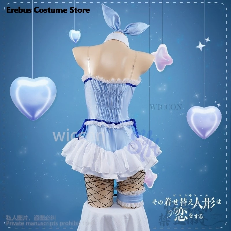 Anime My Dress Up Marin Kitagawa Cosplay Kostuum Kawaii Baby Blue Bunny Meisjes Jumpsuit Konijn Hoofddeksels Mooie Lolita Halloween
