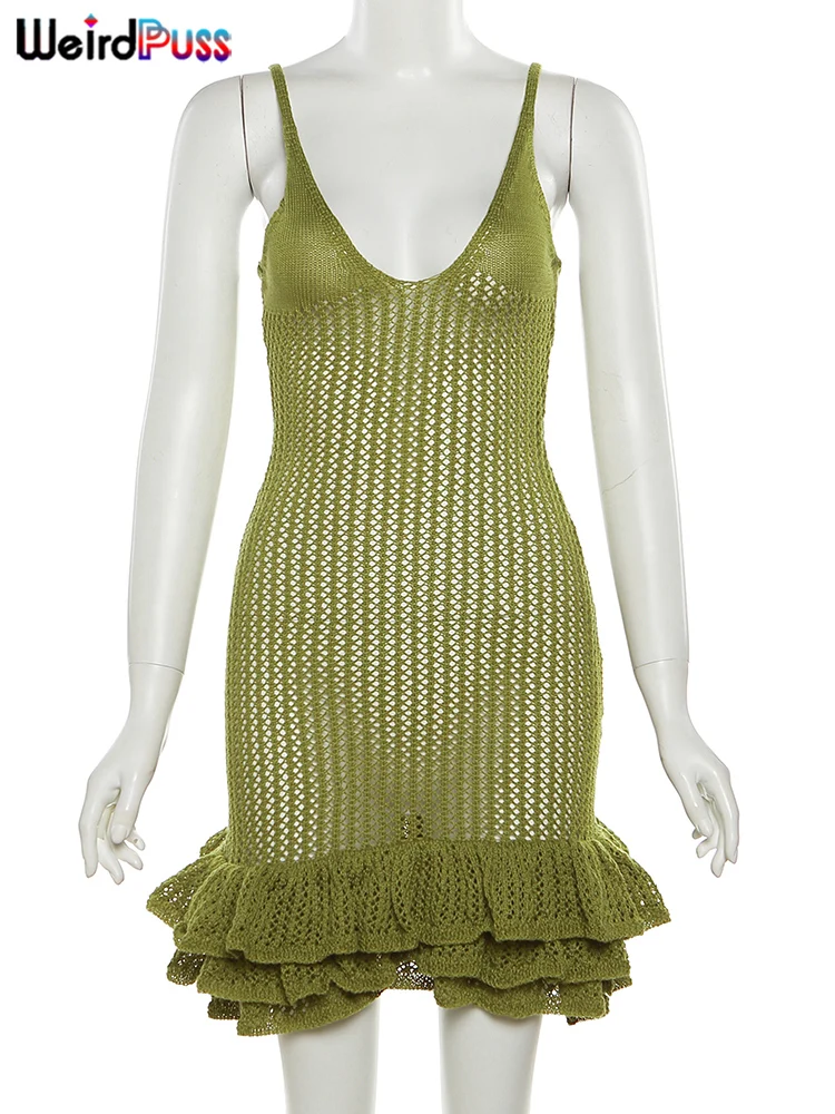 ชุดเดรสแขนกุดเปิดหลังคอวีเว้าลึกมีจีบสำหรับใส่ในคลับเสื้อผ้ากุลสตรีแบบฮิปสเตอร์เซ็กซี่เสื้อสำหรับไปผับตอนเที่ยงคืน