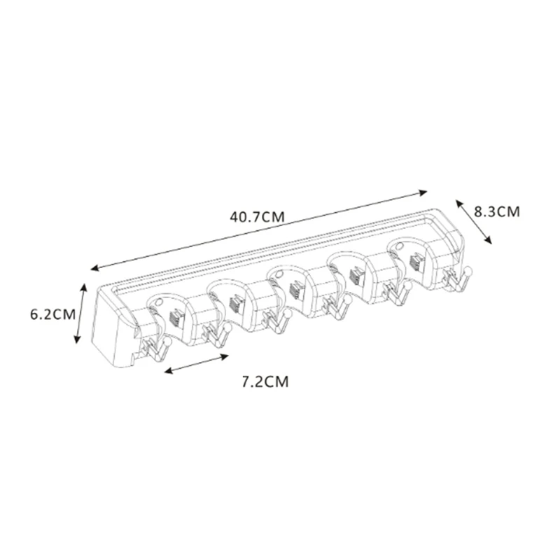 Broom Holder & Wall Mount Garden Tool Organizer Kitchen, Closet, Garage & Laundry Room Storage 5 Slots & 6 Hooks