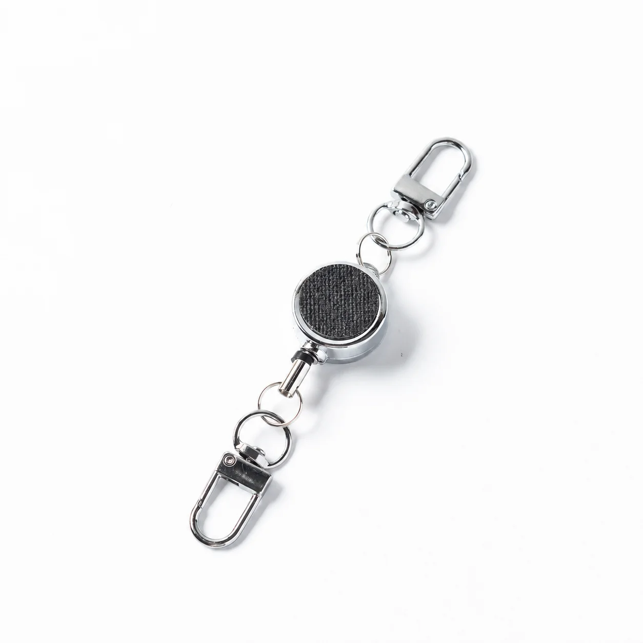 Access Card Keychain Fabric Textured Dual Hook Keychain Badge Reel Metal Retractable Badge Reel For Students Campus Access Card