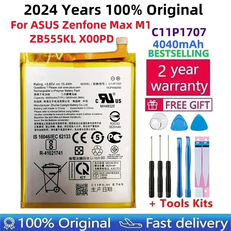 

100% Original C11P1707 Phone Battery For ASUS Zenfone Max M1 ZB555KL X00PD 4040mAh High Capacity +Free Tools