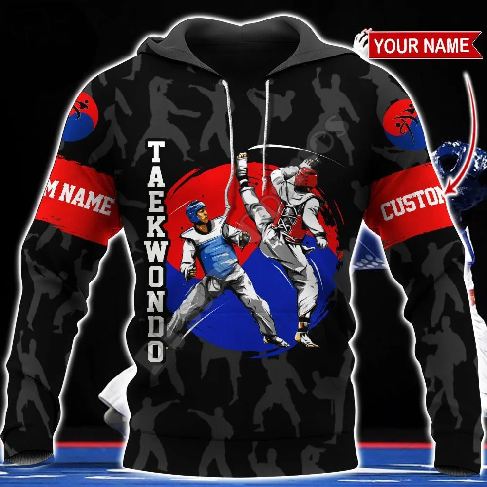 Men's custom taekwondo hooded sweatshirt, classic retro comfortable clothing, Y2K, autumn and winter