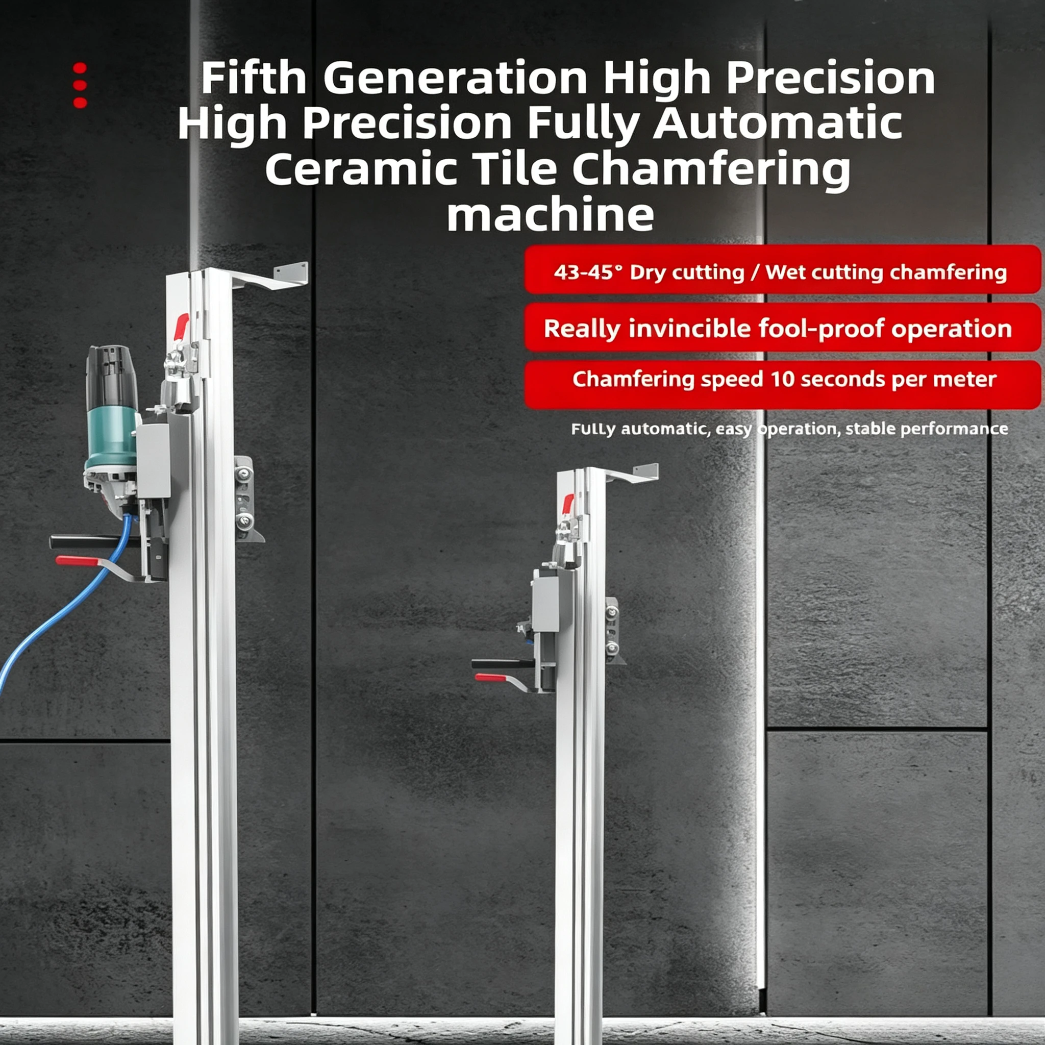 Automatic Vertical Desktop Tile Chamfer Cutter High Precision 45°Electric Ceramic Tile Cutting Machine For Stone Tile Processing