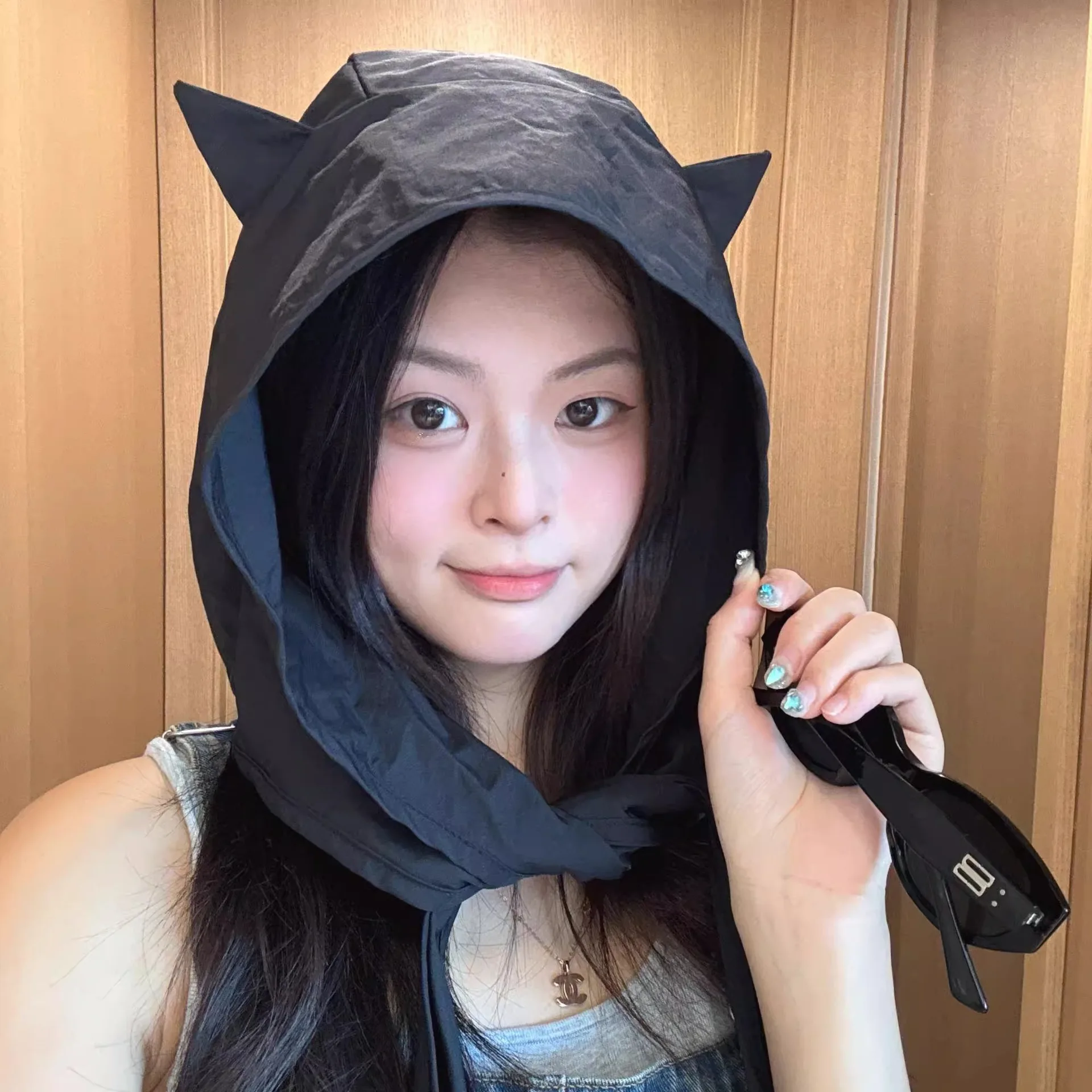 Fashion Summer Fisherman Hat with Strap Trendy Qiuck Dry Cute Ear Design Sunshade Caps for Summer Beach Fishing Hiking