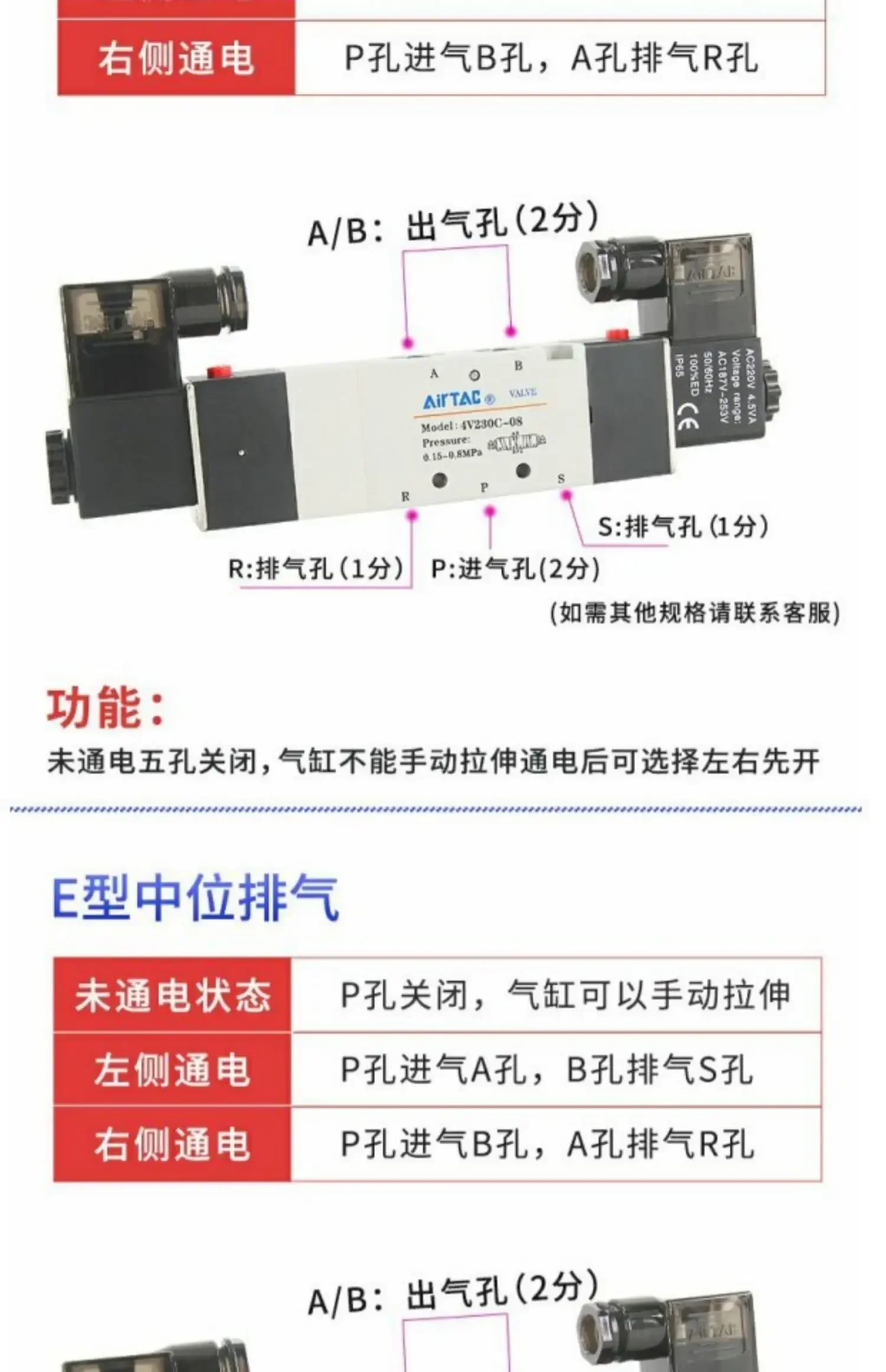 yadeke-electrovanne-4v430c-e-p-15-electrovanne-d'inversion-bobine-dc24v-vanne-de-commande-ac220v