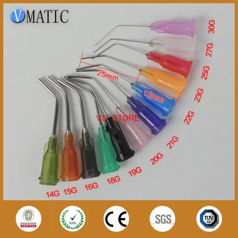 Free Shipping 45 Degree Bent 14-27G 1 Inch Te Bent Dispensing Needle Tips Dispenser Needles For Syringe