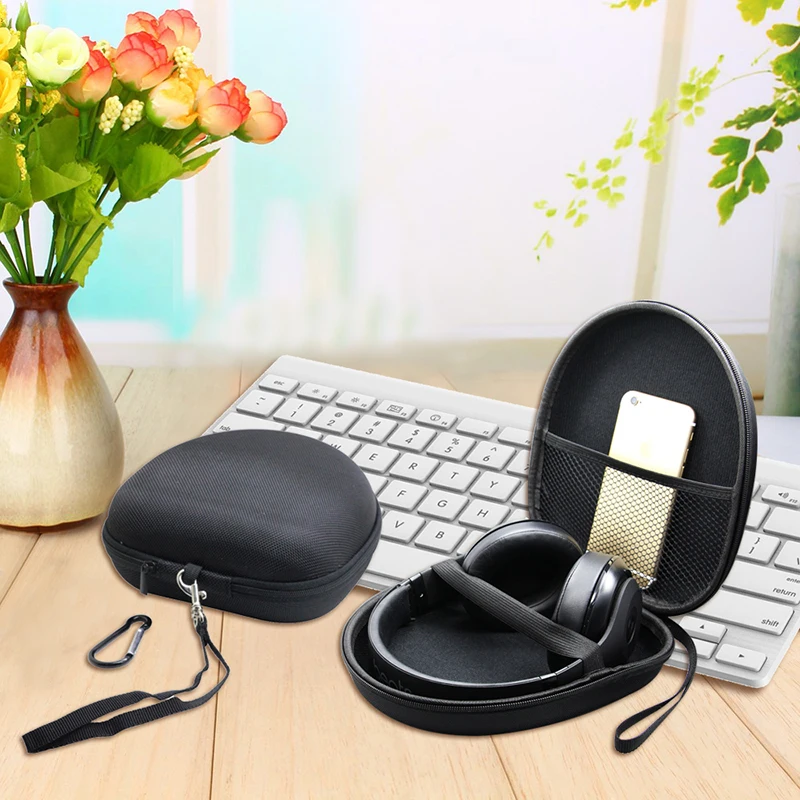 ABQR 1Pc étui rigide de rangement pour écouteurs câble d'écouteurs écouteurs pochette de transport sac boîte de maintien de carte SD noir