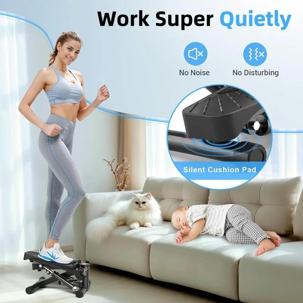 

Workout at home stepper with resistance bands, full-body workout adjustable ladder stepper, home use, 350 pounds
