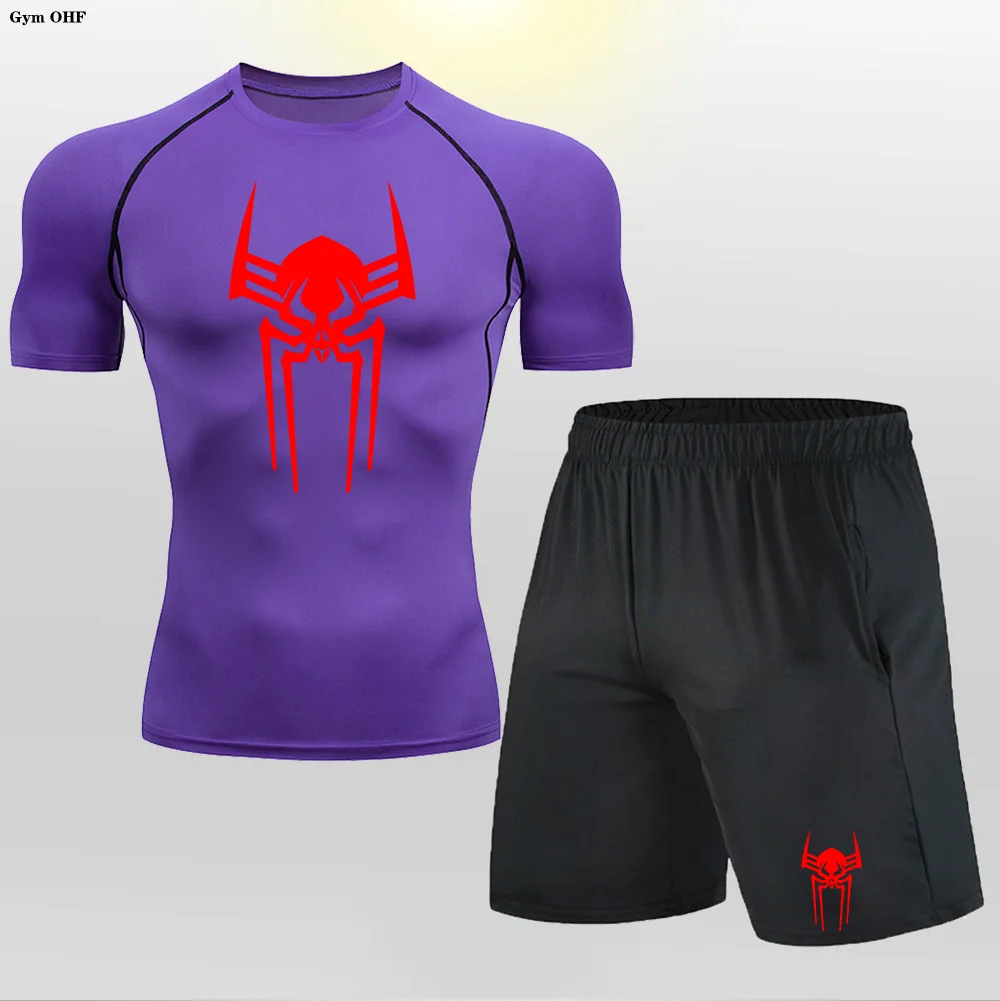 Chándal para hombre, traje deportivo de alta calidad, conjuntos para hombre, ropa para hombre, camiseta de compresión de secado rápido, pantalones cortos, traje deportivo de marca para hombre Rashguard