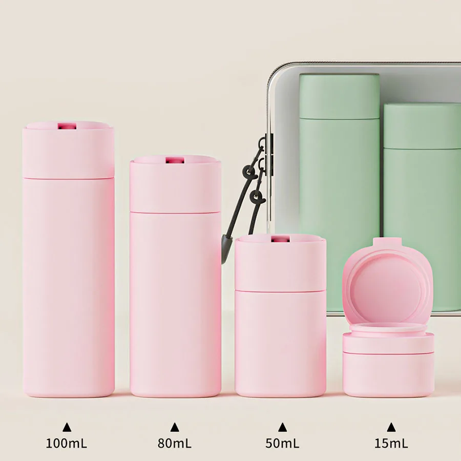 

Hydrating makeup dispensing bottles, portable lotions, shampoos, traveling, refillable, squeezed empty bottles