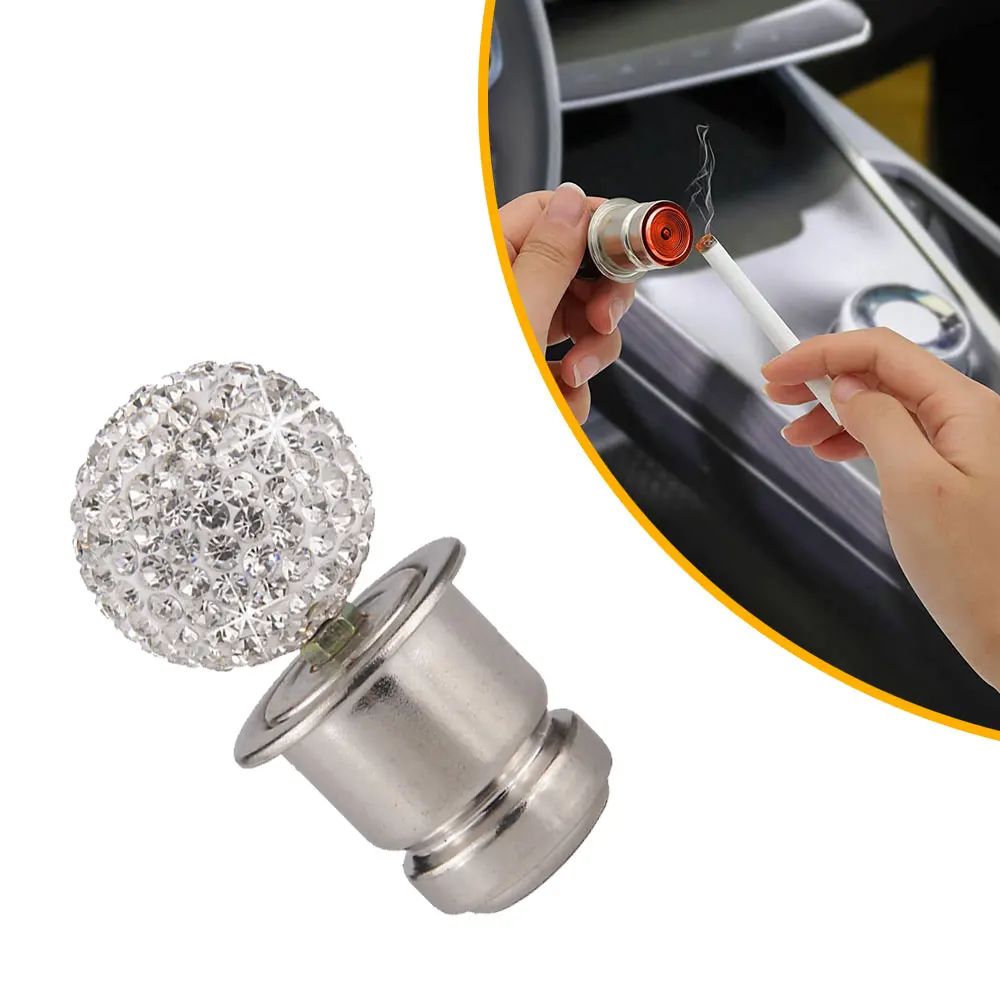 

Shiny Rhinestone Styling Car Cigarette Lighter Eject Button 12V Accessory Push Button for Girls Interior Parts Auto Accessories