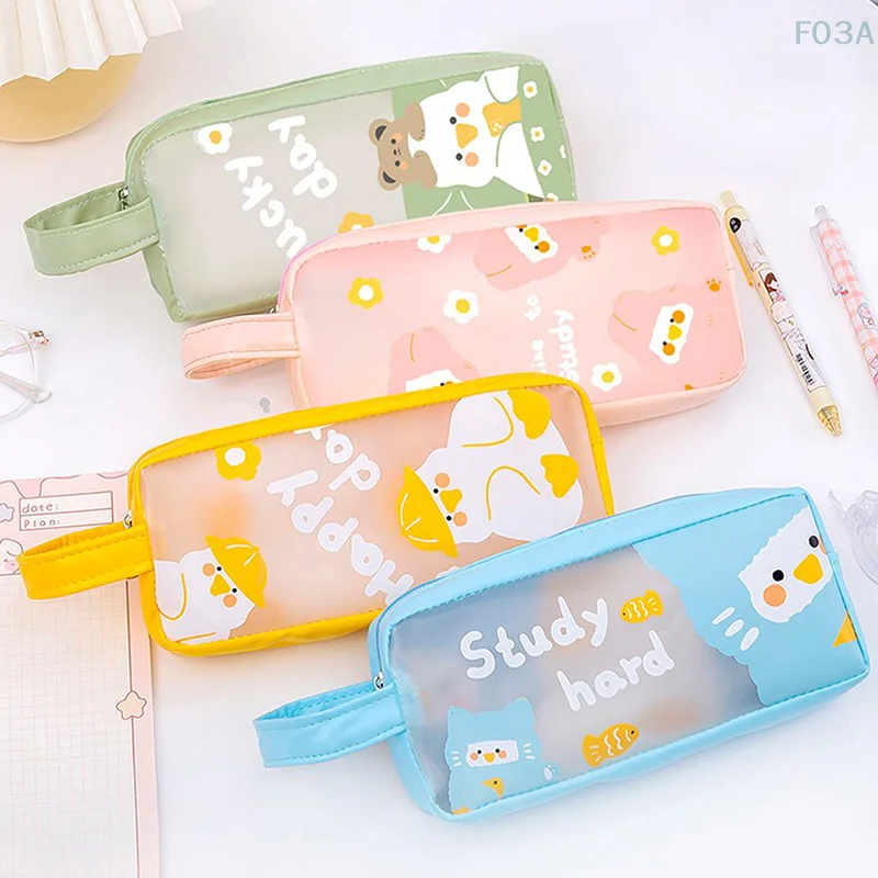 Pencil Case Transparent Pencilcase Trousses Scolaires School Supplies Cartoon Pencil Pouch Cartucheras Escolares Pencil Cases